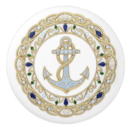 Gold Crystal Nautical Anchor Diamond 2DGraphic Knopp