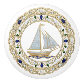 Gold Crystal Nautical Sail Boat Sailing 2DGraphic Knopp