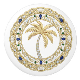 Gold Crystal Palm Tree 2Dgraphic Ocean Beach House Knopp