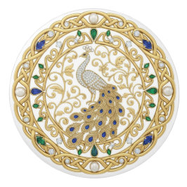 Gold Crystal Peacock Bird 2D graphic gemstones Knopp
