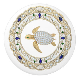 Gold Crystal Sea Turtle 2Dgraphic Diamond Ocean Knopp