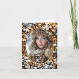 Gold Custom Image Winter Frame Kort
