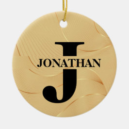 Gold Dad Initial Name Appreciation Design Julgransprydnad Keramik
