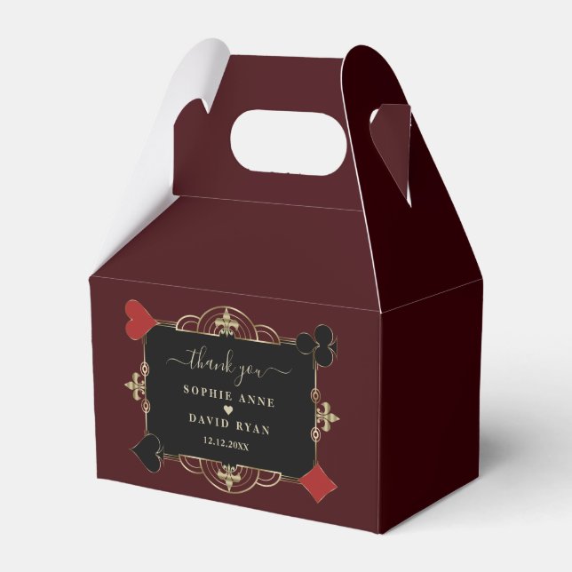 Gold Deep Burgundy Casino Vegas Wedding Presentaskar (Framsidan Sidan)