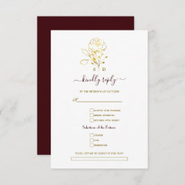 Gold Deep Burgundy Simple Song Request Wedding  OSA Kort