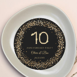 Gold Diamond 10th Anniversary charger plate insert Inbjudningar