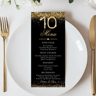 Gold Diamonds 10th Anniversary Dinner Flat Menu Meny