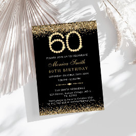 Gold Diamonds 60th Birthday Party Invitation Tack Kort