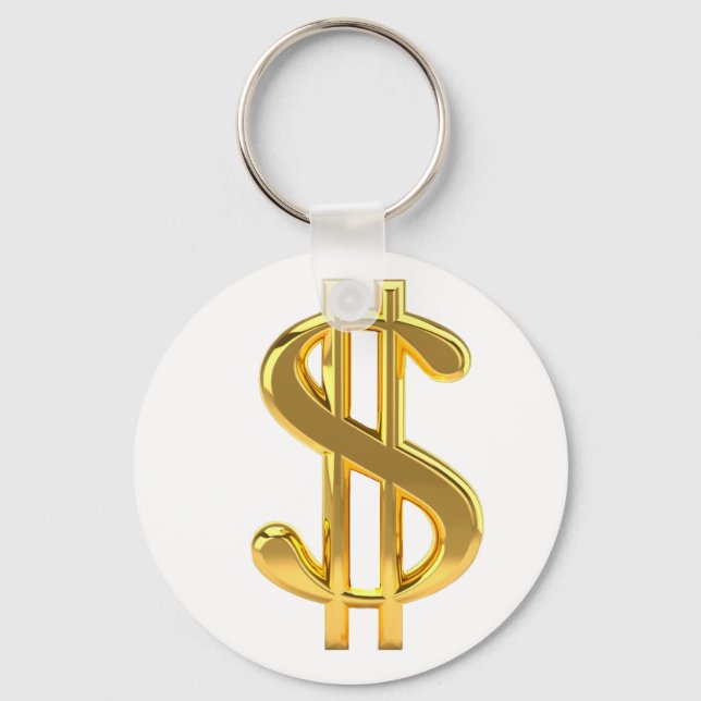 Gold Dollar Sign Keychain Nyckelring (Framsida)