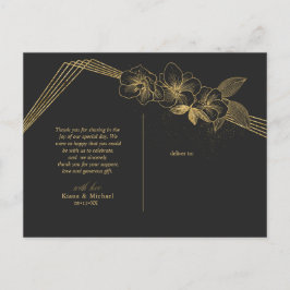 Gold Dust & Outlines Tack Svart/Gld ID835 Meddelande Vykort