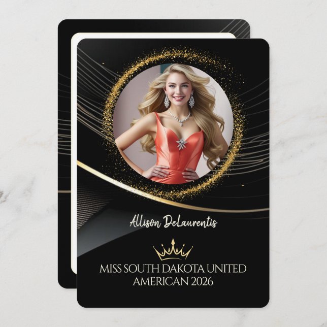 Gold Dust Premium Pageant Promo Card Inbjudningar (Fram/baksida)