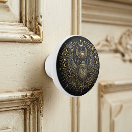 Gold Egyptian Scarab with Ankh Celestial Elements Knopp