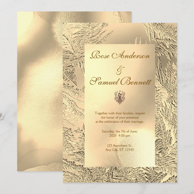 Gold Elegant Chic Wedding Invitation Inbjudningar (Fram/baksida)