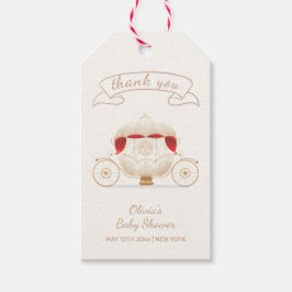 Gold Elegant Fairy Carriage Baby Shower Thank You Presentetikett