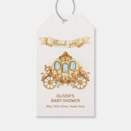 Gold Elegant Flower Prince Carriage Baby Shower  Presentetikett