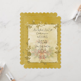 Gold Elegant Sparkly Frame After Christmas Wedding Inbjudningar