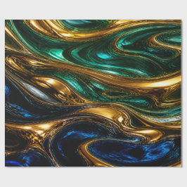 Gold Emerald Sapphire Fluid Art Presentpapper