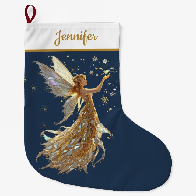 Gold Fairy Christmas Stocking – Sparkling Magic Stor Julstrumpa (Framsidan)