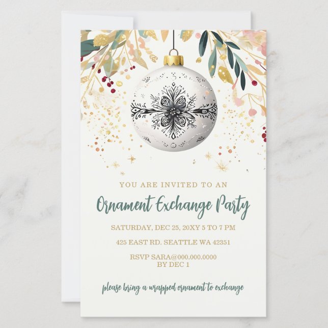 Gold Festive Ornament Exchange Christmas Party (Framsida)