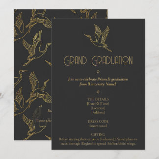 Gold Filigree Art Deco | Crane Graduation Inbjudningar
