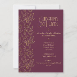 Gold Filigree Art Deco | Fairy Wren Birthday Inbjudningar