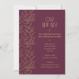 Gold Filigree Art Deco | Fairy Wren Housewarming Inbjudningar