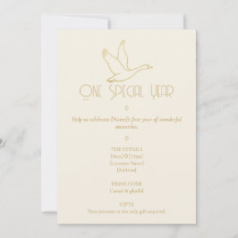 Gold Filigree Art Deco | Goose 1st Birthday Inbjudningar
