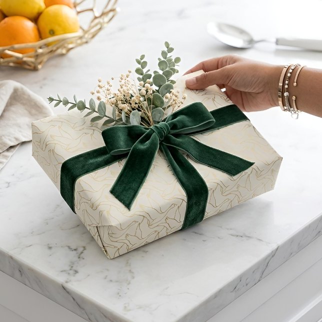 Gold Filigree Art Deco | Goose Antique Cream Presentpapper (Luxe Sophisticated Gift)