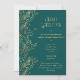 Gold Filigree Art Deco | Sparrow Graduation Inbjudningar