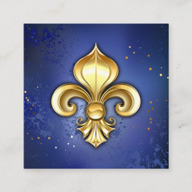 Gold Fleur de Lis on Blue Tilläggskort (Framsida)