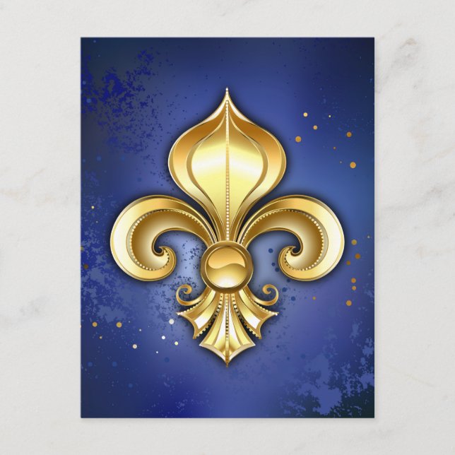Gold Fleur de Lis on Blue Tilläggskort (Framsida)