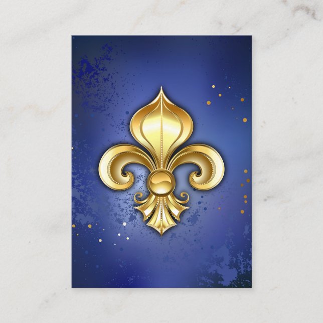 Gold Fleur de Lis on Blue Tilläggskort (Framsida)