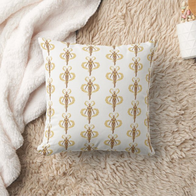 Gold Fleur-de-Lis Pattern Poly Velvet Pillow Kudde (Filt)