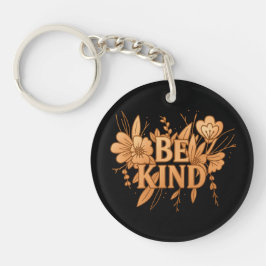 Gold Floral “Be Kind” Acrylic Circle Keychain