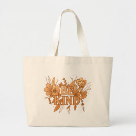 Gold Floral “Be Kind” Jumbo Tote – Friendly Bag Jumbo Tygkasse