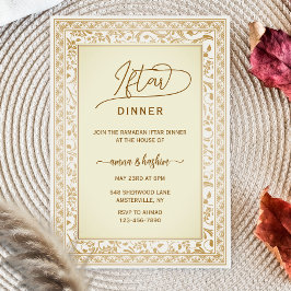 Gold Floral Border ramadan iftar invitations Inbjudningar