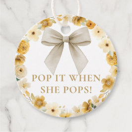 Gold Floral Bow Pop It When She Pops Tag Gåvor Etiketter