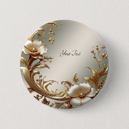 Gold Floral Button Knapp