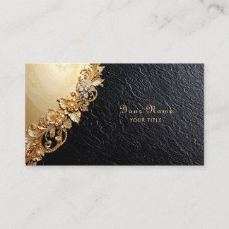 Gold Floral Embellishments Business Card Visitkort