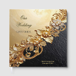 Gold Floral Embellishments Guest Book Gästböcker