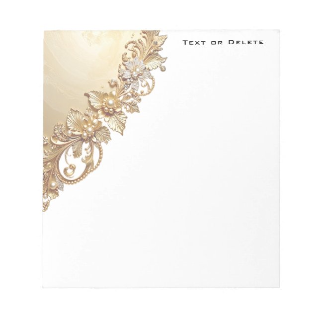 Gold Floral Embellishments Notepad Anteckningsblock (Framsida)