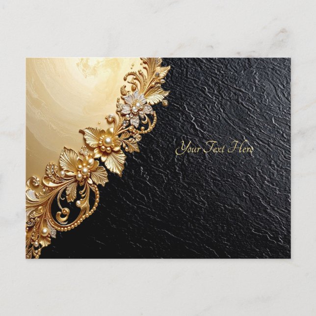 Gold Floral Embellishments Postcard Vykort (Framsida)