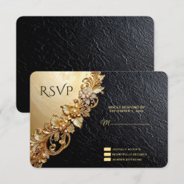 Gold Floral Embellishments RSVP Card OSA Kort