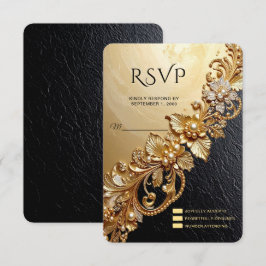 Gold Floral Embellishments RSVP Card OSA Kort