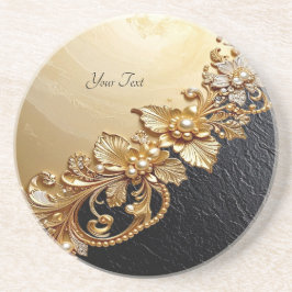 Gold Floral Embellishments Sandstone Coaster Underlägg