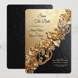 Gold Floral Embellishments Save The Date Spara Datumet