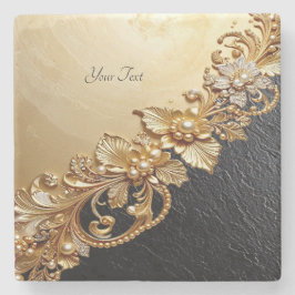 Gold Floral Embellishments Stone Coaster Stenunderlägg