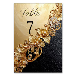 Gold Floral Embellishments Table Number Bordsnummer