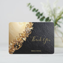 Gold Floral Embellishments Thank You Card