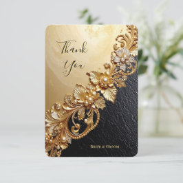 Gold Floral Embellishments Thank You Card Tack Kort